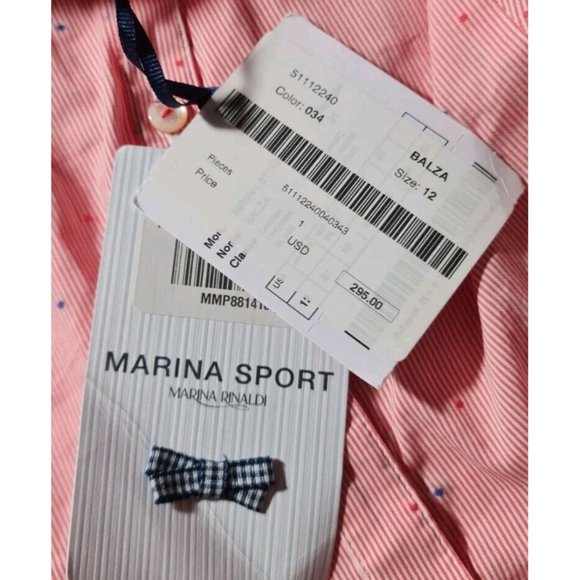MARINA SPORT BY MARINA RINALDI Womens Button Up Top Size 12 Pink Striped 107A - Picture 5 of 7